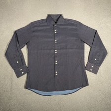 Bogosse Shirt Mens 4 Blue Polka Dot Button Up Casual Preppy 100 Cotton