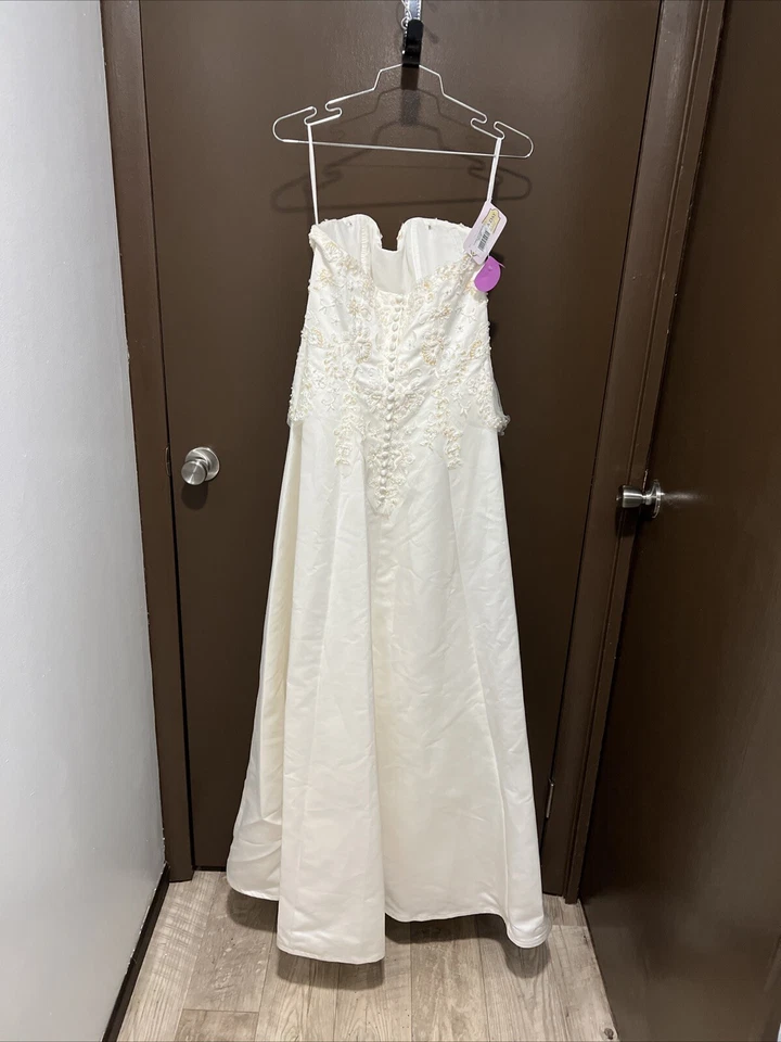 Размер 10 Landa слоновой кости без бретелек с жемчуг деталь свадебное платье свадебное платье - Изображение 2 из 4