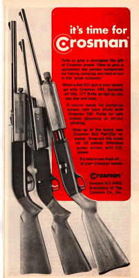 1972 CROSMAN BB CO2 GUN PRINT AD, PUMP, PELL-CLIP YOUTH RIFLE PRINT AD