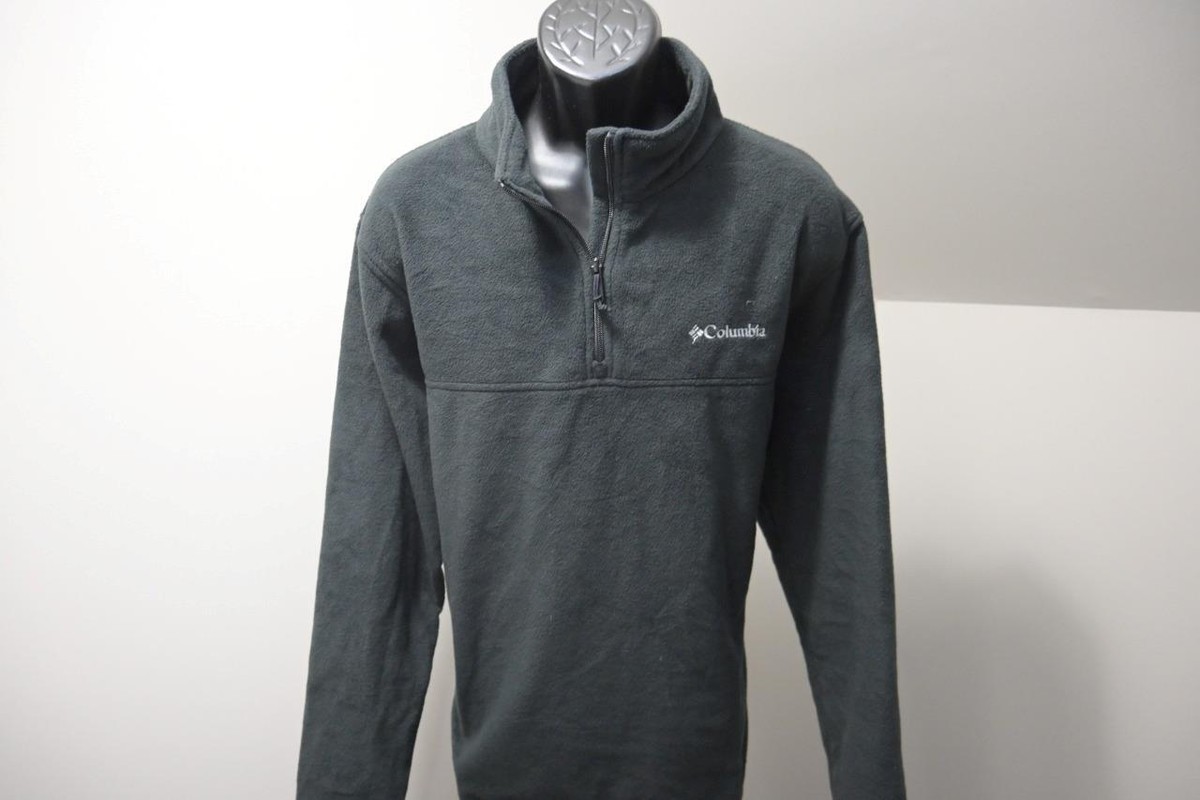Columbia 1/4 Zip Fleece Jacket Hiking Camp Sweater Black Mens Size