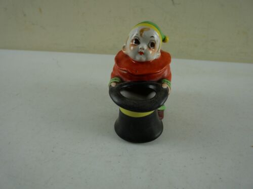 Vintage WWII Japan Porcelain Clown Jester Top Hat Cigarette & Match Holder NEW - Picture 2 of 6