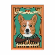 Retro Pets Magnet, Patron Saint Dog Series, Welsh Corgi, 2.5" x 3.5"