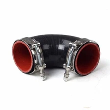 3.5" ID 89mm 90 Degree Elbow Silicone Coupler Hose Pipe Black Red+ 2pc T-Clamp