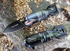 Air Force Flying Tiger Shark Bomb Spring Assisted Pocket Knife Blade EDC 3.5oz