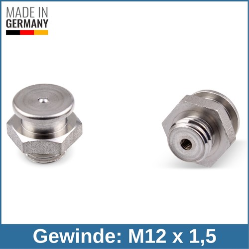 DIN 3404 M1 (Ø16mm) M12 x 1,5 Edelstahl V2A Flachschmiernippel Schmiernippel - 第 1/1 張圖片