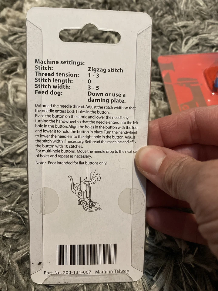 Janome Button Sewing Foot  #200131007 Oscillating Hook Models(5mm Max Width)(SB) - Image 2 of 3