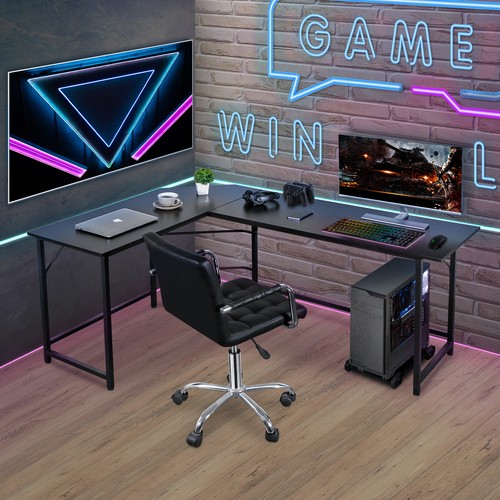 Computer Gaming Laptop Table L-Shaped Desk Corner Workstation Office Desk 66" - Picture 2 of 13