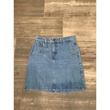 LEVI Vintage Orange Tab Denim Jean Skirt size 24 Zip Pockets