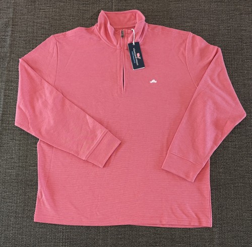 NWT! Vineyard Vines 1/4 Zip Saltwater Knit Pullover Sailors Red XL Extra Large