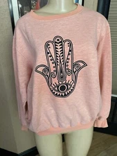 VTG RUSSO SWEATSHIRT  Hamsa Graphic CORAL SZ LARGE XXP