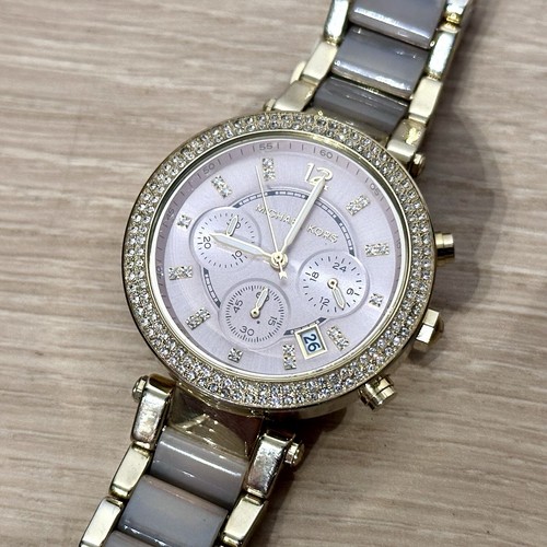 Michael Kors MK-6326 Chronograph Ladies Gold & Mother of Pearl Watch - Working