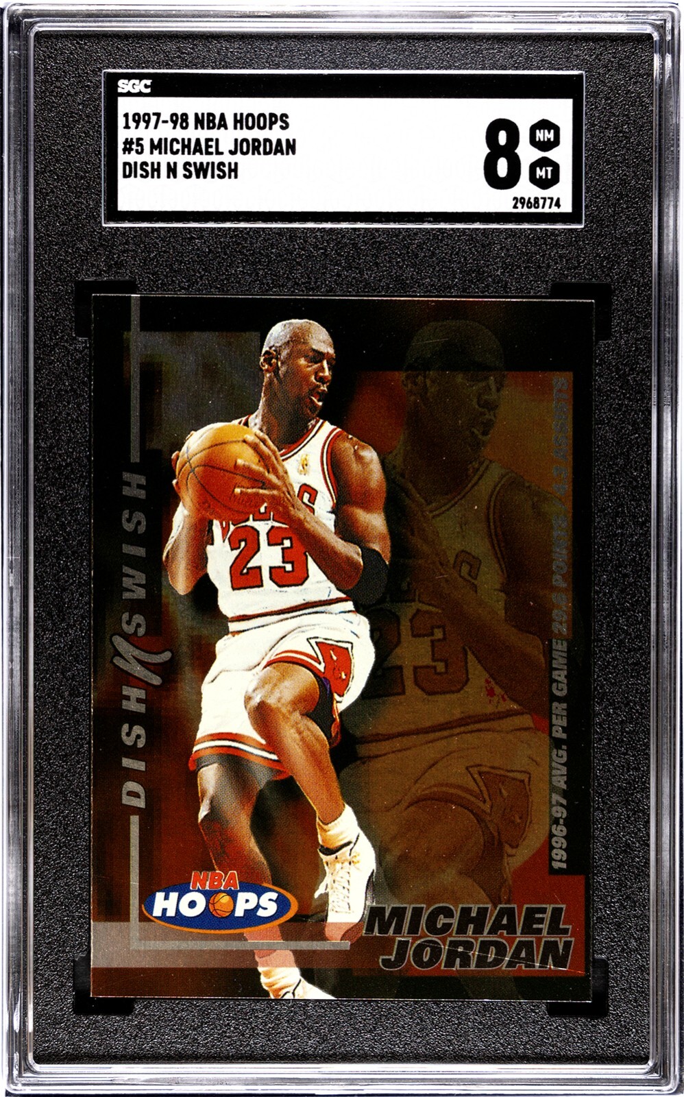 1997-98 NBA Hoops MICHAEL JORDAN Dish & Swish #5 SGC 8 NM/MT Condition!