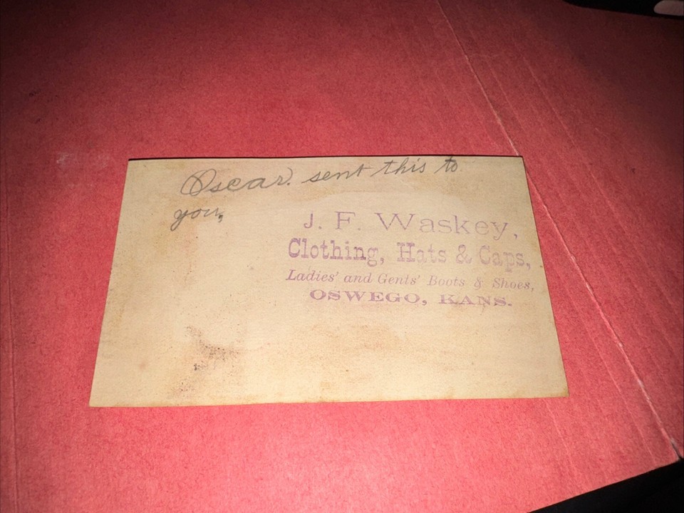 J. W. Waskey Trade CardJohn Kelly Fine Shoes, Oswego, KS. W279 eBay