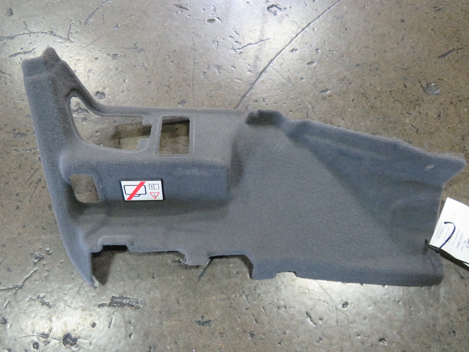 Ferrari California, RH, Right, Side Trunk Carpet Panel, Used, P/N 82850000