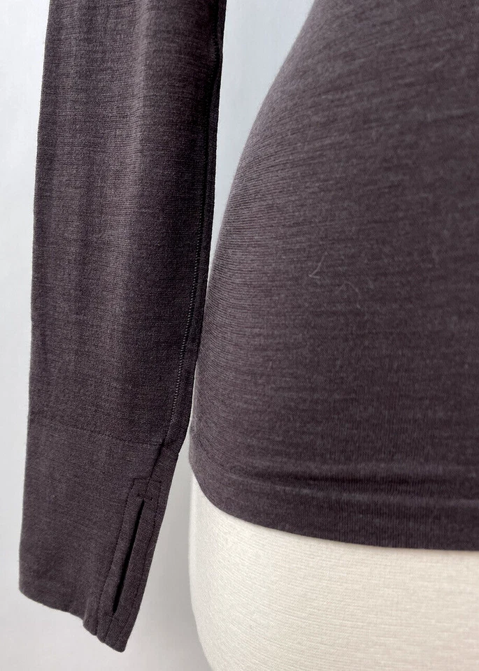Nuevo con etiquetas Top Athleta Foresthill Ascent Cuello Alto XXS Nogal Lana Merino Ajustado Suave Foto 4 de 4