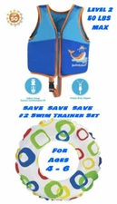SWIM SCHOOL LEVEL 2 AGE 4-6 Yrs 50 LBS MAX UPF 50 Blue Kid Safety Vest pool