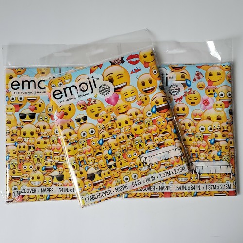 Emoji Plastic Tablecover Tablecloth 54x84 in Smiling Smiley Face Birthday Party - 第 1/7 張圖片
