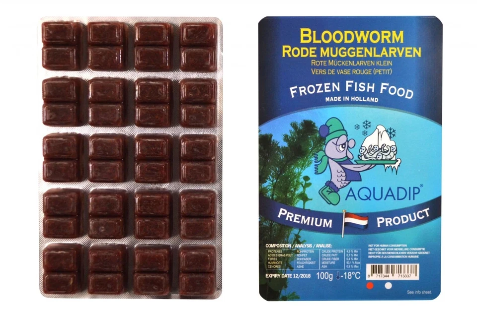 Aquadip Frozen Bloodworm Food 100g Blister Pack Fish Aquarium Tropical Feeding
