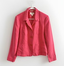 Vtg TALBOTS Irish Linen Blazer Jacket 8 Pink Lined Button Pockets Career Casual