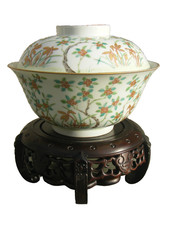 Rare Antique Chinese Lidded Bowl Dish early restored