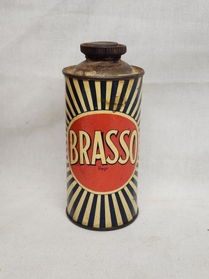 Vintage 1940s-50's Reckitt Colman Brasso Metal Polish Litho Tin Can England 