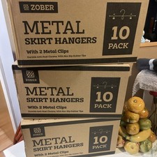 30 metalowych wieszaków na spódnicę ZOBAR z klipsami, (3 x wielopak 10 sztuk) chrom 