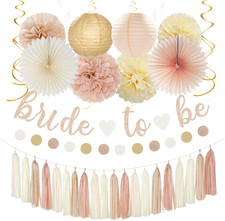 Champagne-Gold Beige Fall Bridal-Shower Party-Decorations - 36Pcs Bride to Be Ba