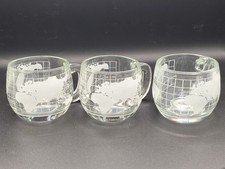 Nestl&eacute; Clear Glass Coffee Mugs Set of 3 World Map Design