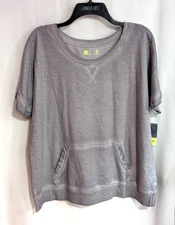 Xersion Women's Luna Ribbed Trim Kangaroo Pocket SS Top - Size XL - NWT