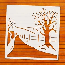 Country Road Scenic Landscape Wall Art Reusable Stencil - StencilAir