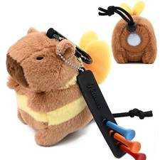 Holds 2 Balls 3 Tees Plush Golf Ball Holder with Carabiner Ball Case Earphone Ca