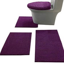 Bath Rug Set 4 Piece with Toilet Lid Cover and Rug Set Combo, Soft Shaggy, 3 ...
