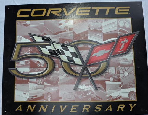 CORVETTE 5OTH ANNIVERSARY METAL SIGN  USA MADE