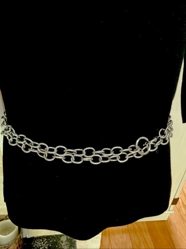 🆕CHICO’S Silver Tone XL 60” MACKENZIE Oval Link LONG Chain Necklace & Belt-NEW - Bild 6 von 8