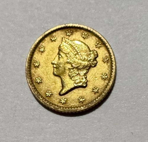 1853 (P) Liberty Head Gold $1 Dollar, Old US Gold Coin, Rich Gold Color, AU