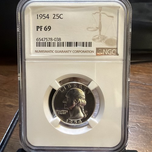 1954 25c Washington Silver Proof Quarter ~ NGC PF 69