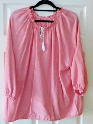 Cotton Traders ''Coral'' pink and white striped gypsy top, size 22