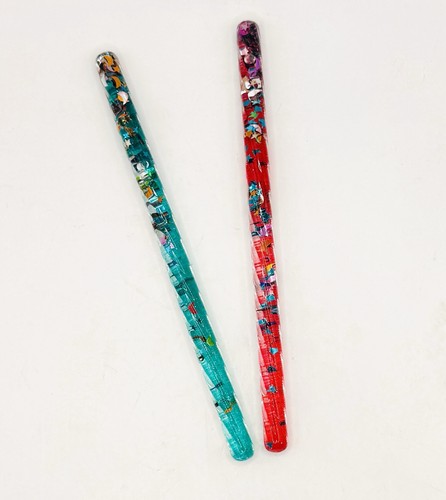 (2) 6” Mini Magic Sparkling Sensory Glitter Wands All Ages Pink Blue