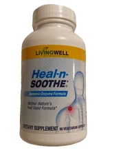 Livingwell Heal-N-Soothe Systemic Enzyme 90 Caps Anti Inflammatory Exp 05/2027