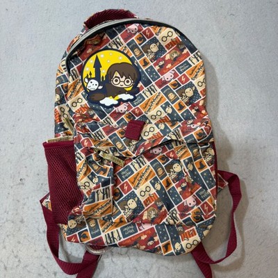 Harry Potter Chibi Character Backpack All Over Print Burgundy Gold Trim 16 inch