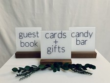 Set Of 3  Acrylic Event Signs With wood Stand