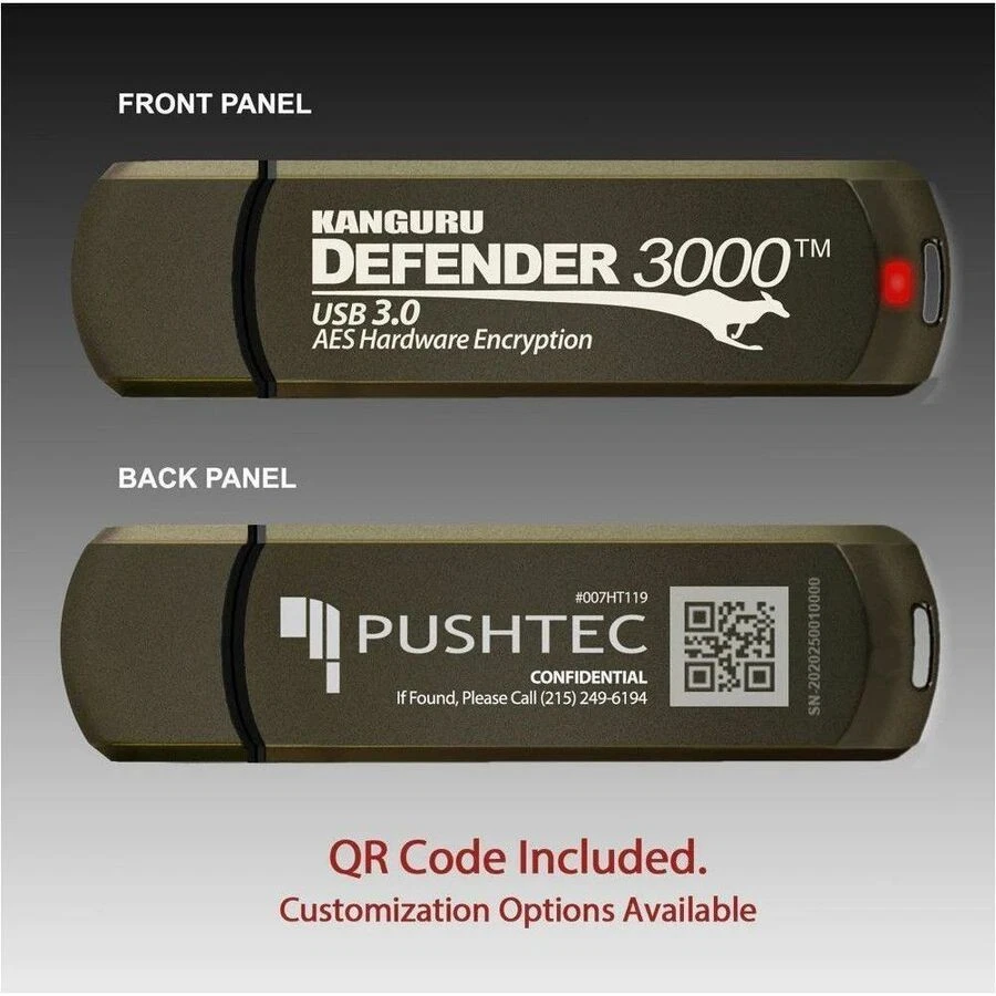 Kanguru Defender3000 FIPS 140-2 Certified Level 3, SuperSpeed USB 3.0 Secure Fla - Image 2 of 4