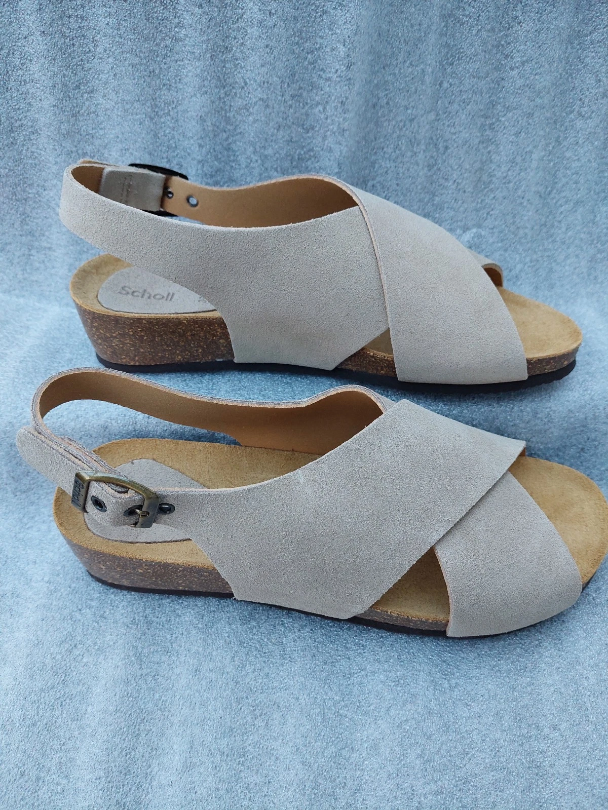 Scholl Suede Sandals Amelie Heeled Sandals Dark Beige New ssc7 Size UK 6 EU 39
