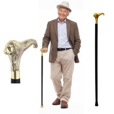 AnNafi 36" Brass Walking Stick Solid Vintage Designer Lion Head Wooden Cane A...