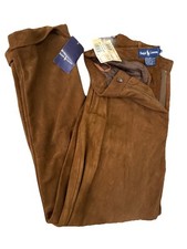 Ralph Lauren Women  s Leather Pants Brown Suede Pleated Cuffed Sz 10 Vtg NWT Rare