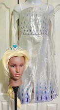Disney Store Frozen 2 Elsa Snow Queen Costume 7-8 Dress Wig Tiara Ice Princess