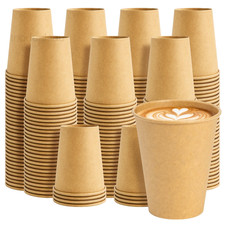200 Pack 8oz Kraft Coffee Cups, Brown Kraft Disposable Paper Coffee Cups