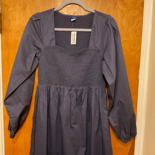 Vestido midi Old azul marino manga larga calce y acampanado ajustado en azul oscuro para mujer talla M nuevo con etiquetas - Imagen 2 de 16