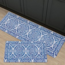 2 Piece Set Boho Kitchen Mats for Floor Bohemian Distressed Anti Fatigue Kitc...