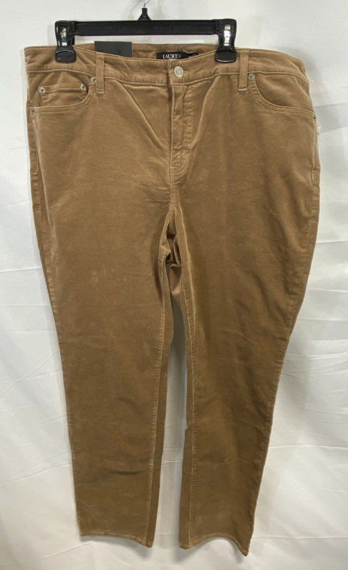 Lauren Ralph Lauren Women's Camel Brown Corduroy Straight Leg Pants Sz 18W NWT